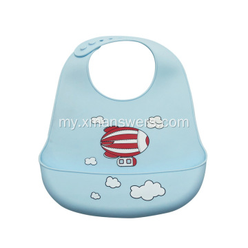 အိတ်ကပ်ပါရှိသော ရေစိုခံ Silicone Baby Drool Bibs